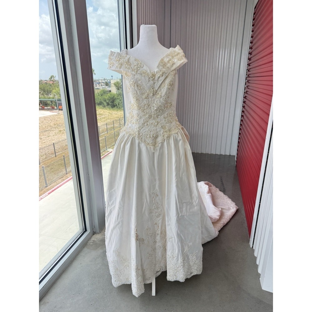 Jasmine Haute Couture Studded Embroidered Ivory Size 16 Wedding Long Dress
